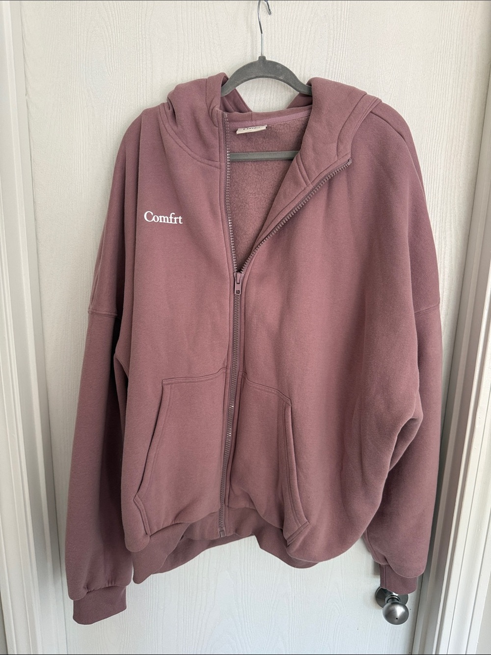 Comfort Zip-Up Hooded Puffer Jacket in Mauve